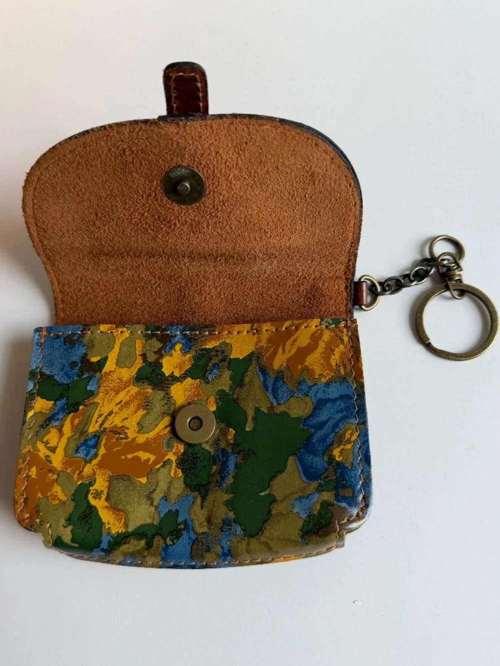 PATRICIA NASH floral leather coin purse key chain